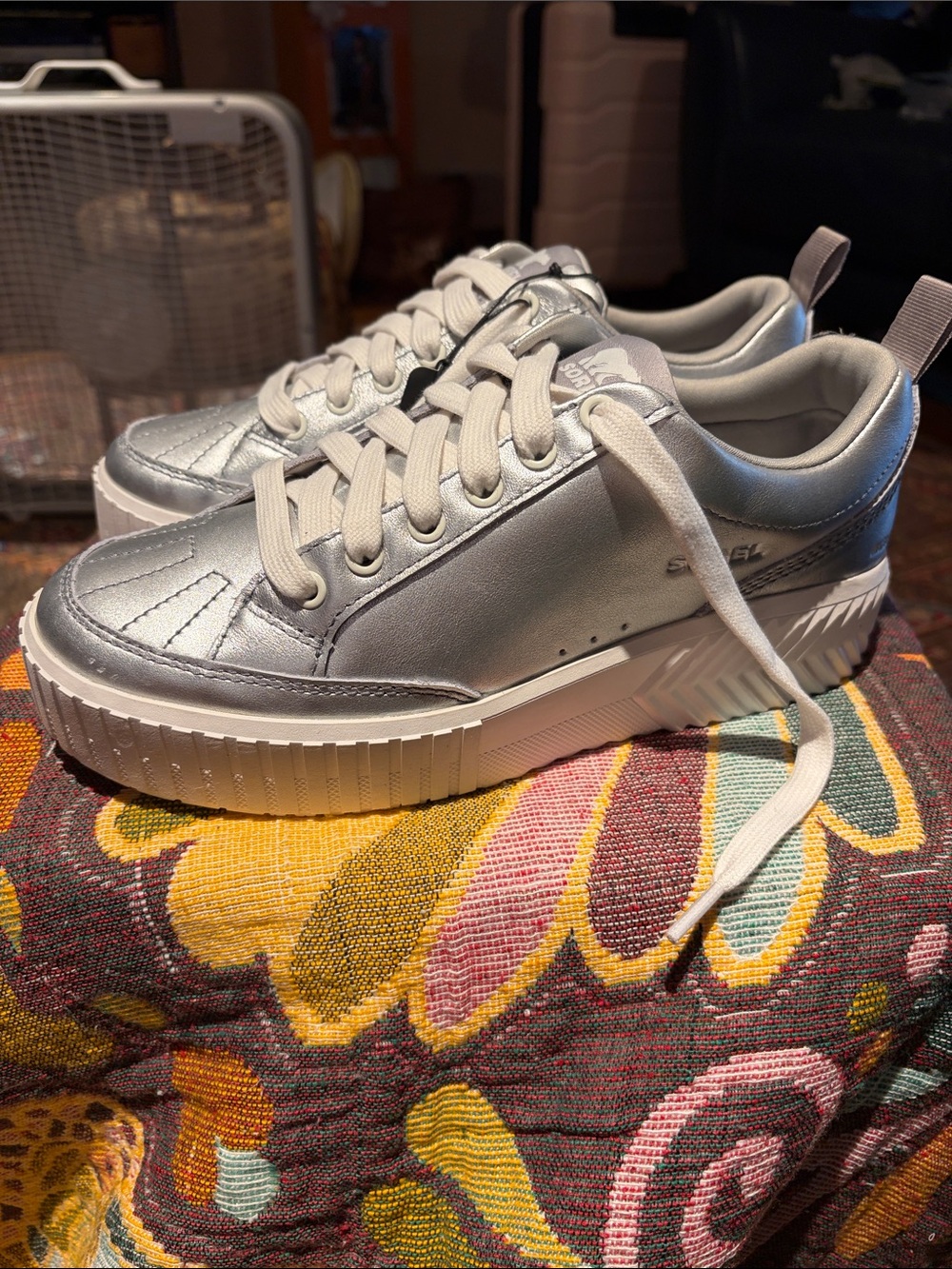 Sorel  Metallic Silver Platform Sneakers